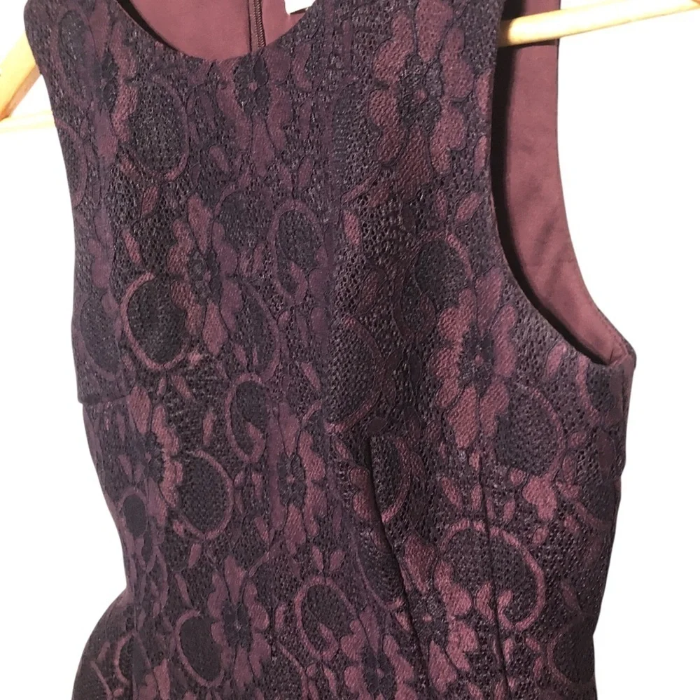 Calvin Klein Lace Overlay Burgundy Dress Sz 2 Fit Flare Cocktail Party Classy